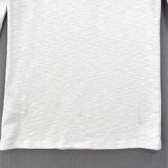 ENZA COSTA Textured Knit Crew Neck Top Womens Medium White Long Sleeve Shirt NEW - Picture 14 of 16